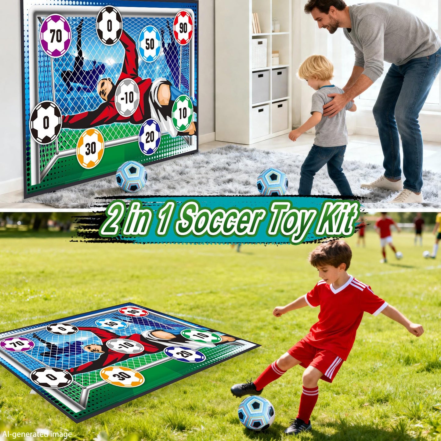 Kids Indoor & Outdoor Soccer Toss Game Set with Balls | Sports Toy Gifts for Boys Girls Ages 3–12